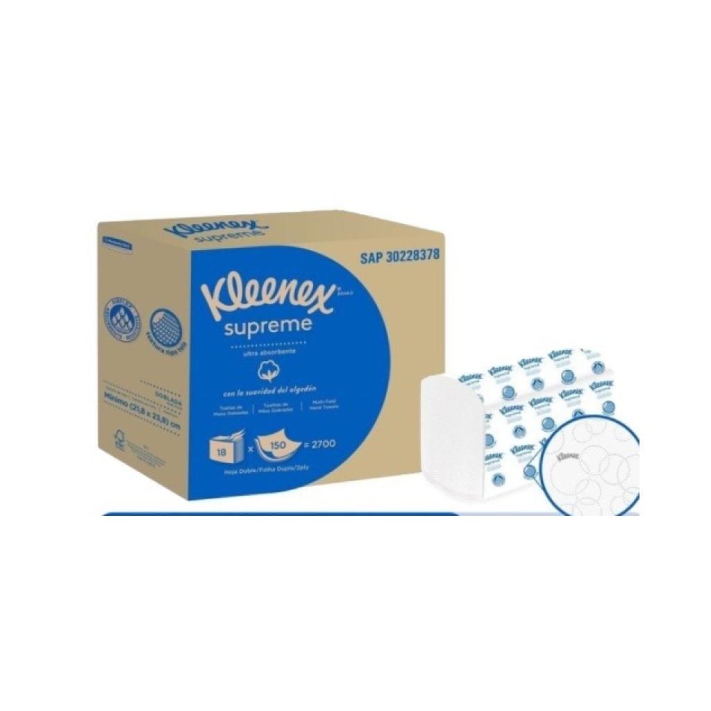 TOALLA KLEENEX SUPREME BL X150 UND 30228378 PC X18 UND
