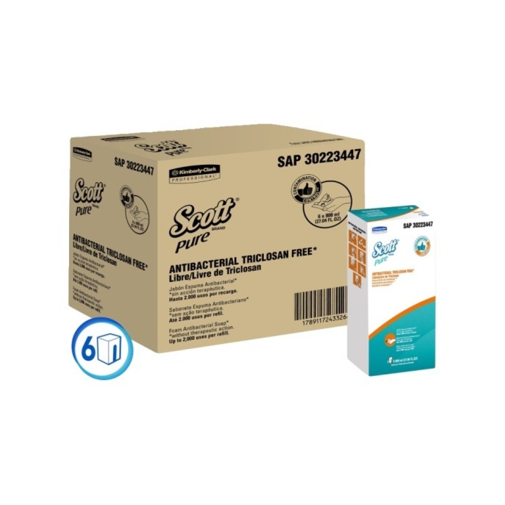 JABON ANTIBACTERIAL EN ESPUMA SCOTT PURE 30223447 BOL X 800CC