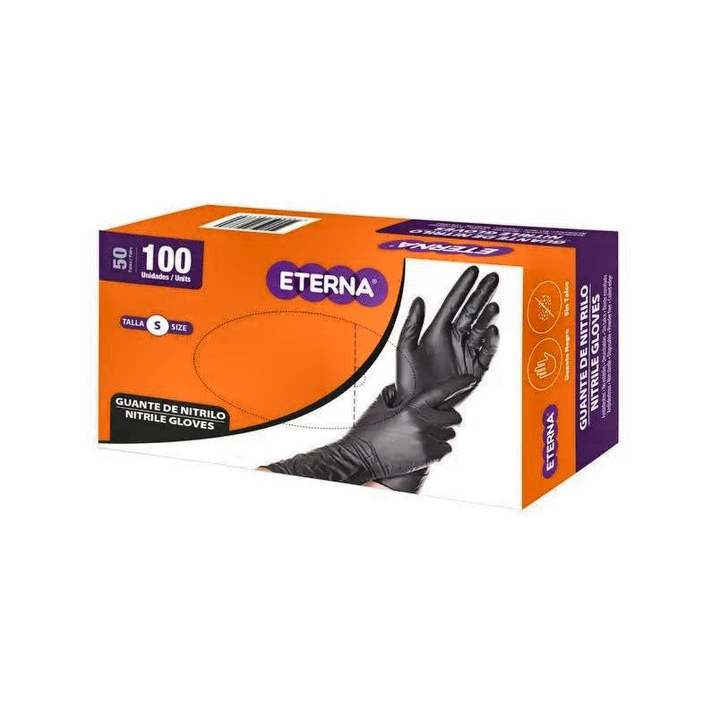 GUANTE NITRILO NEGRO T-M ETERNA 414000171 DISP x 100 UND