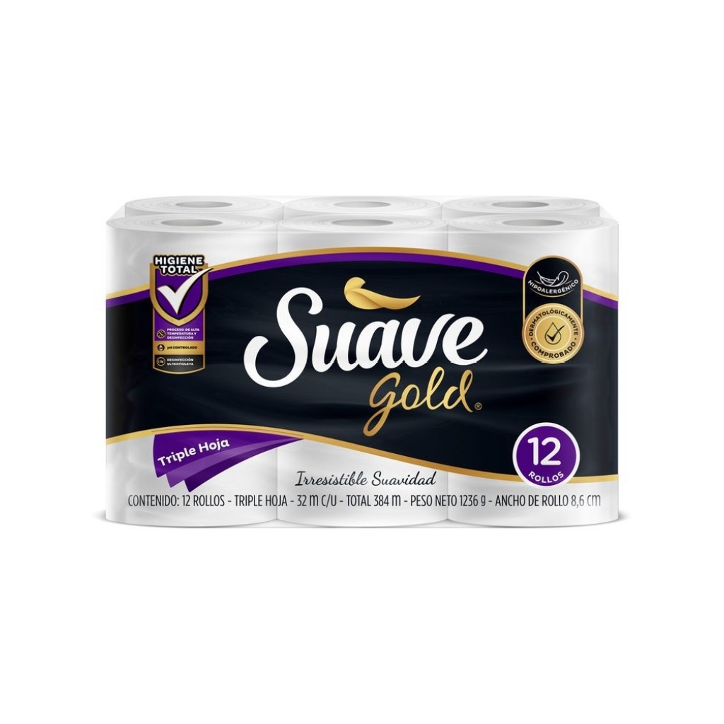 PAPEL HIG SUAVE GOLD 32M PAQ X 48 UND