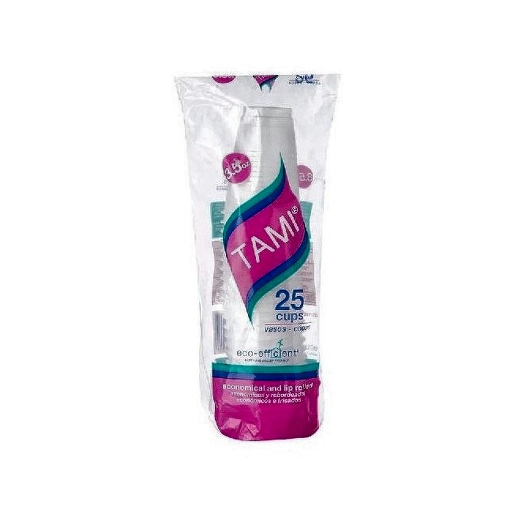 VASOS 3.5 OZ TRANSP TAMI RLL X 25UND