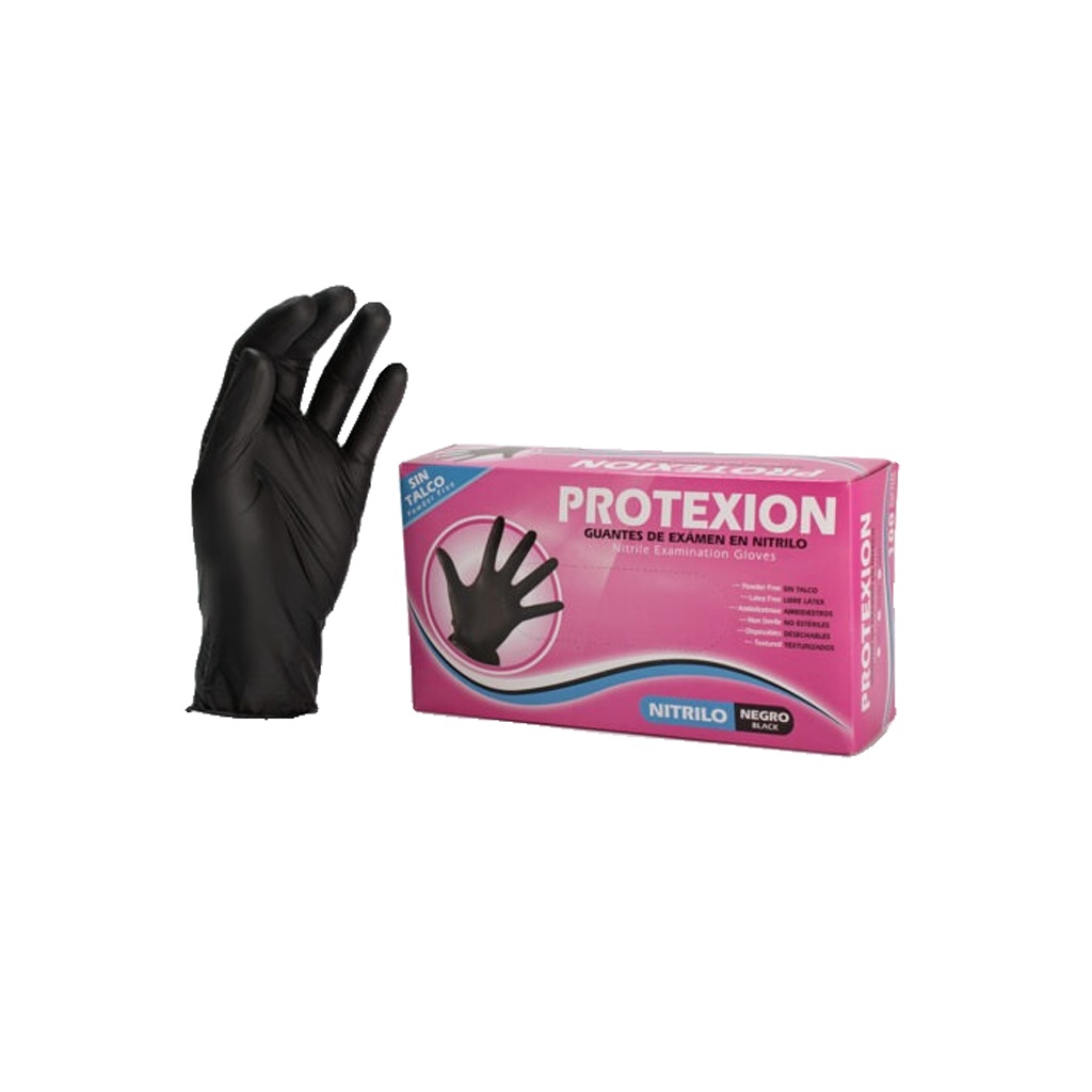 GUANTES EXAMEN NITRILO PROTEXION NEGRO TALLA M 00EXA260