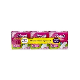 [2350301] OFERTA 3 PAQ TOALLA HIGIENICA INVISIBLE ANGELA x 8 UNDS PACK