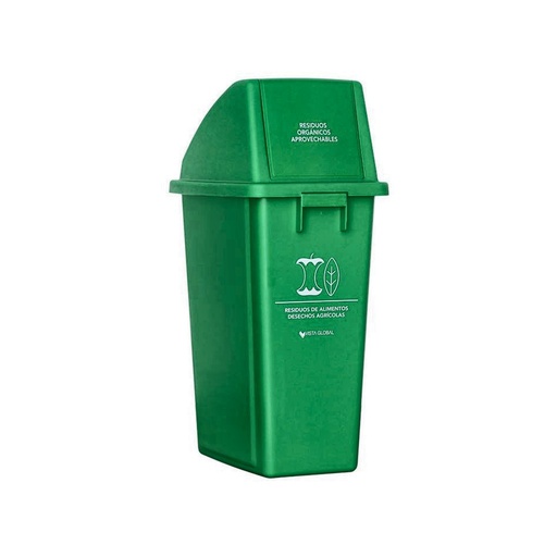 PAPELERA DE VAIVEN DE 60 LITROS RESIDUOS ORG. APROV VERDE VGTC607-43